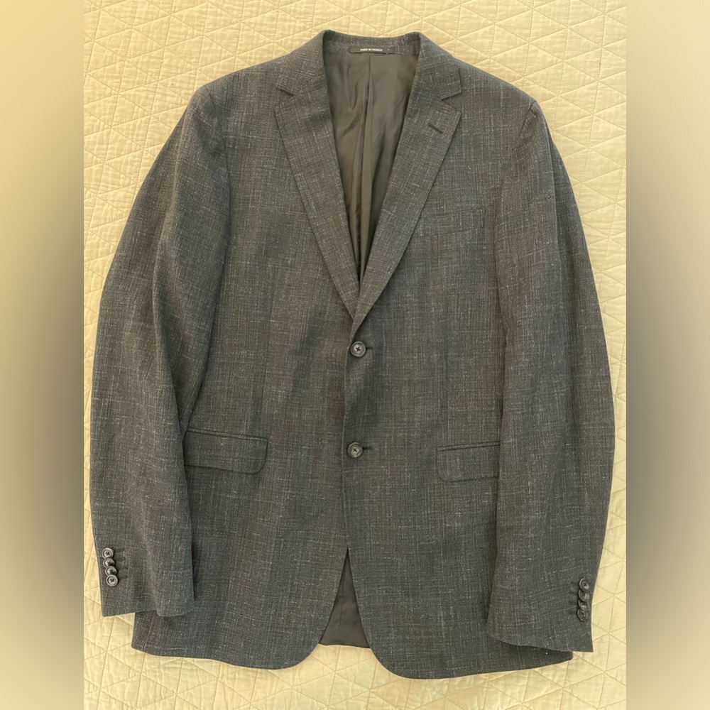Z Zegna‎ Angora Wool-Cotton Suit Jacket in Charcoal Size 50 L US 40 L $995